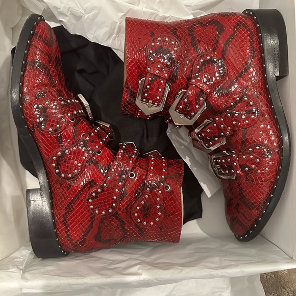 Givenchy red python studded ankle boots size 36 - Picture 4 of 11
